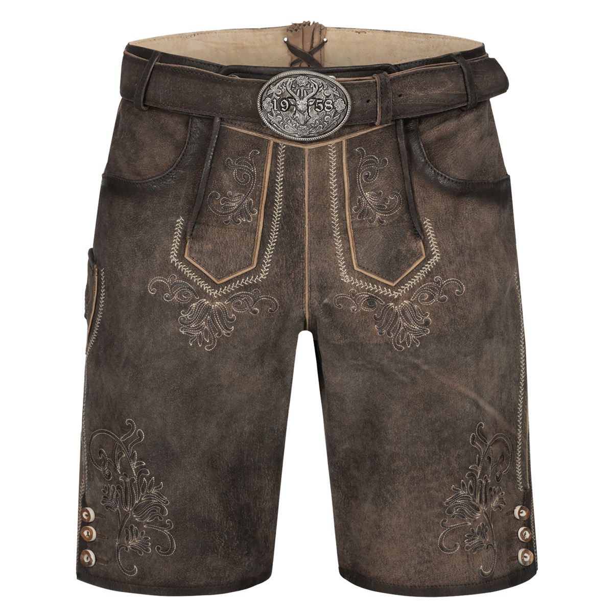 Krüger Arijus Lederhose mit Gürtel braun