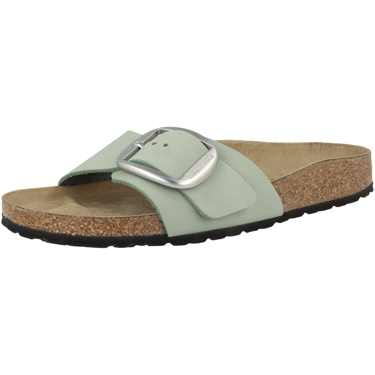 Birkenstock Madrid Big Buckle Nubukleder Sandale schmal hellgrau