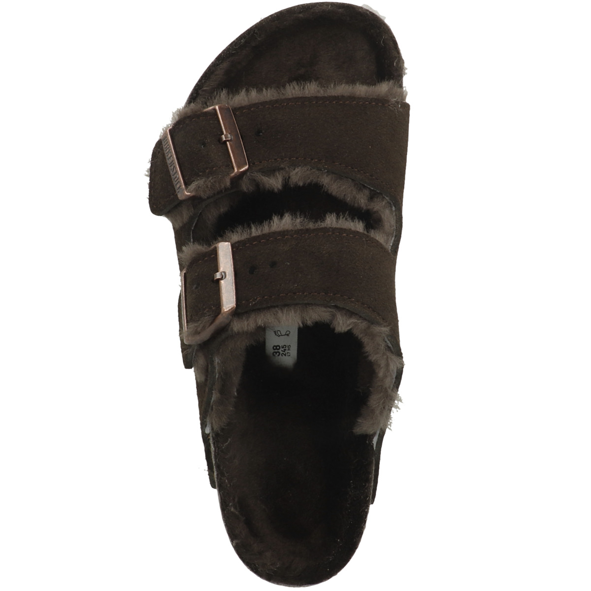 Birkenstock Arizona Lammfell Veloursleder Sandale normal dunkelbraun Birkenstock Arizona Lammfell Veloursleder Sandale normal dunkelbraun