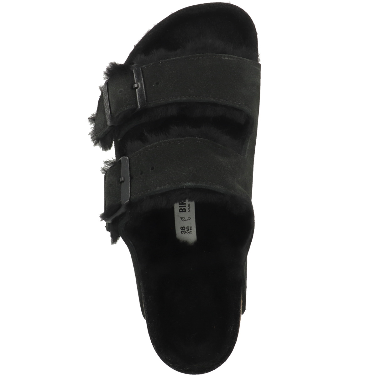 Birkenstock Arizona Veloursleder Lammfell Sandale normal schwarz