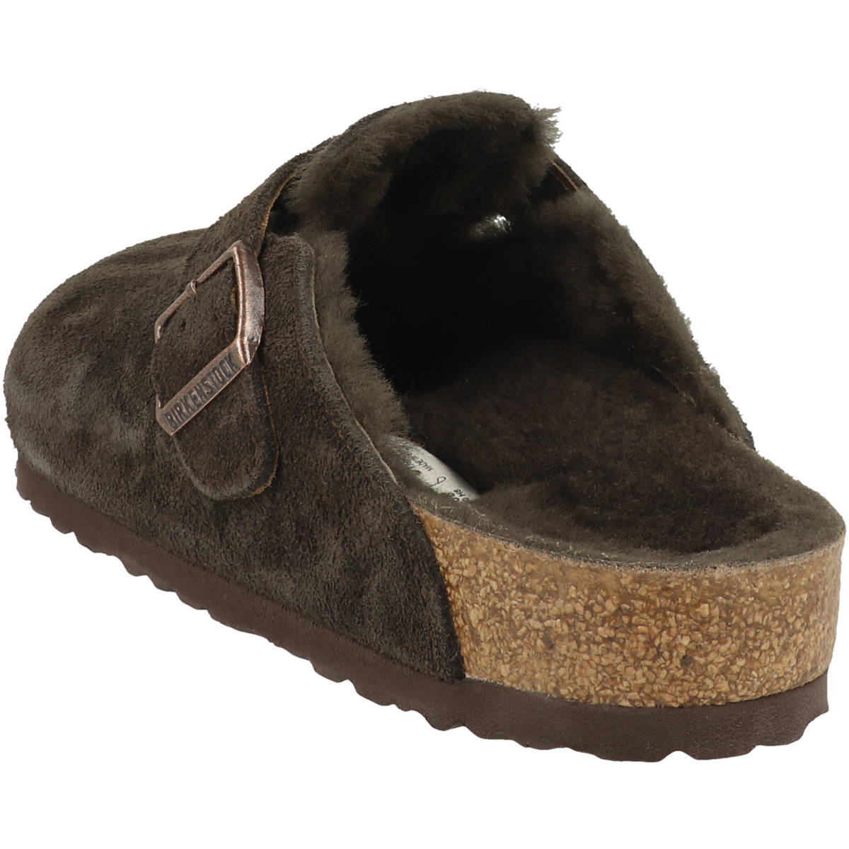 Birkenstock Boston Lammfell Veloursleder Clogs normal dunkelbraun