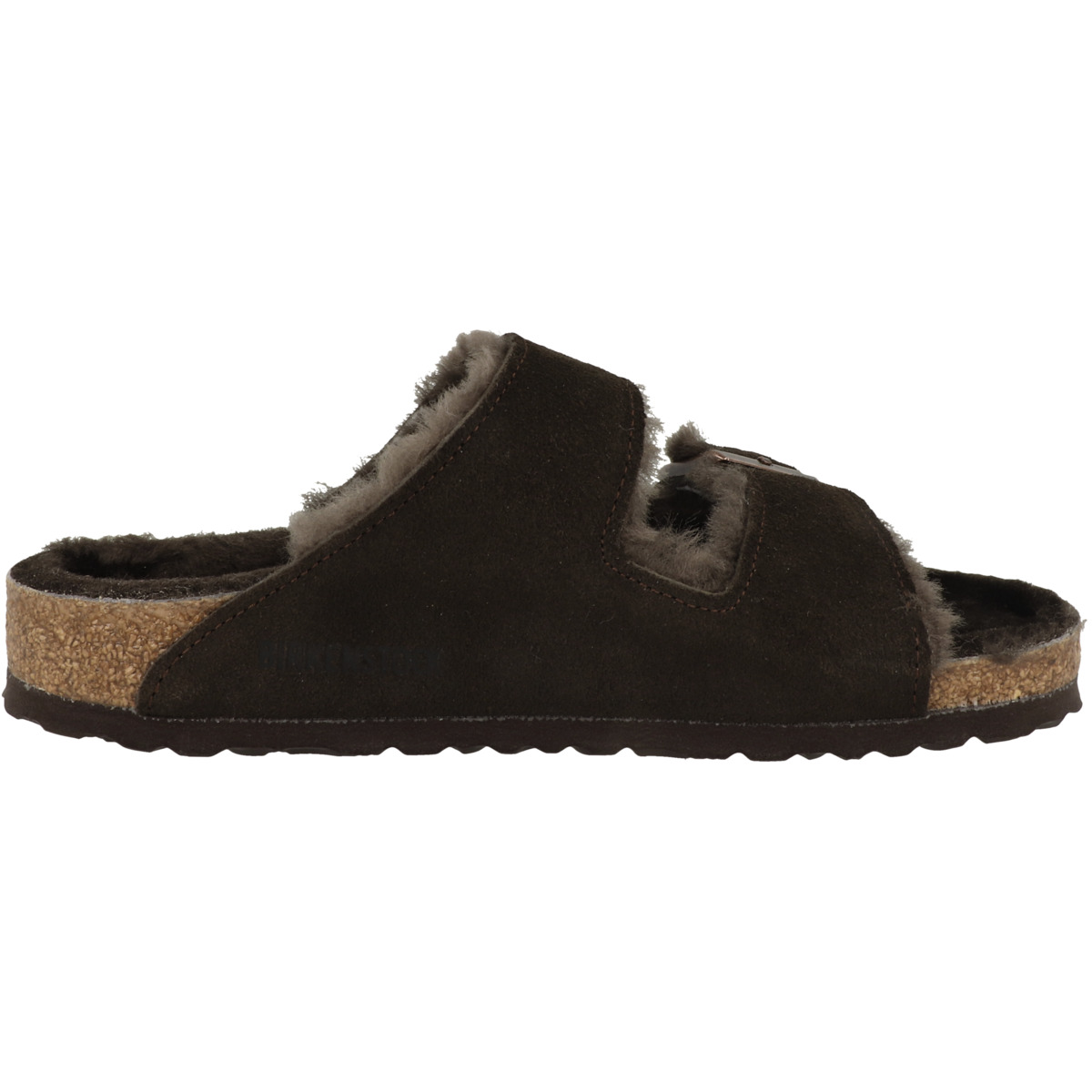 Birkenstock Arizona Lammfell Veloursleder Sandale normal dunkelbraun