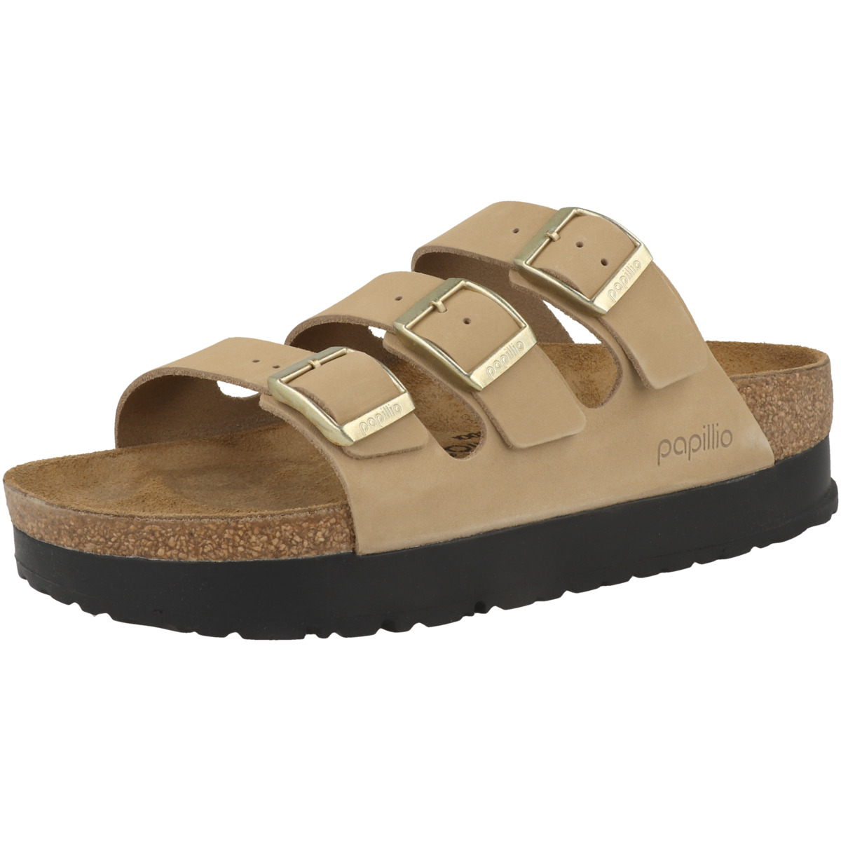 Birkenstock Papillio Florida III Flex Platform Nubukleder Sandale schmal beige