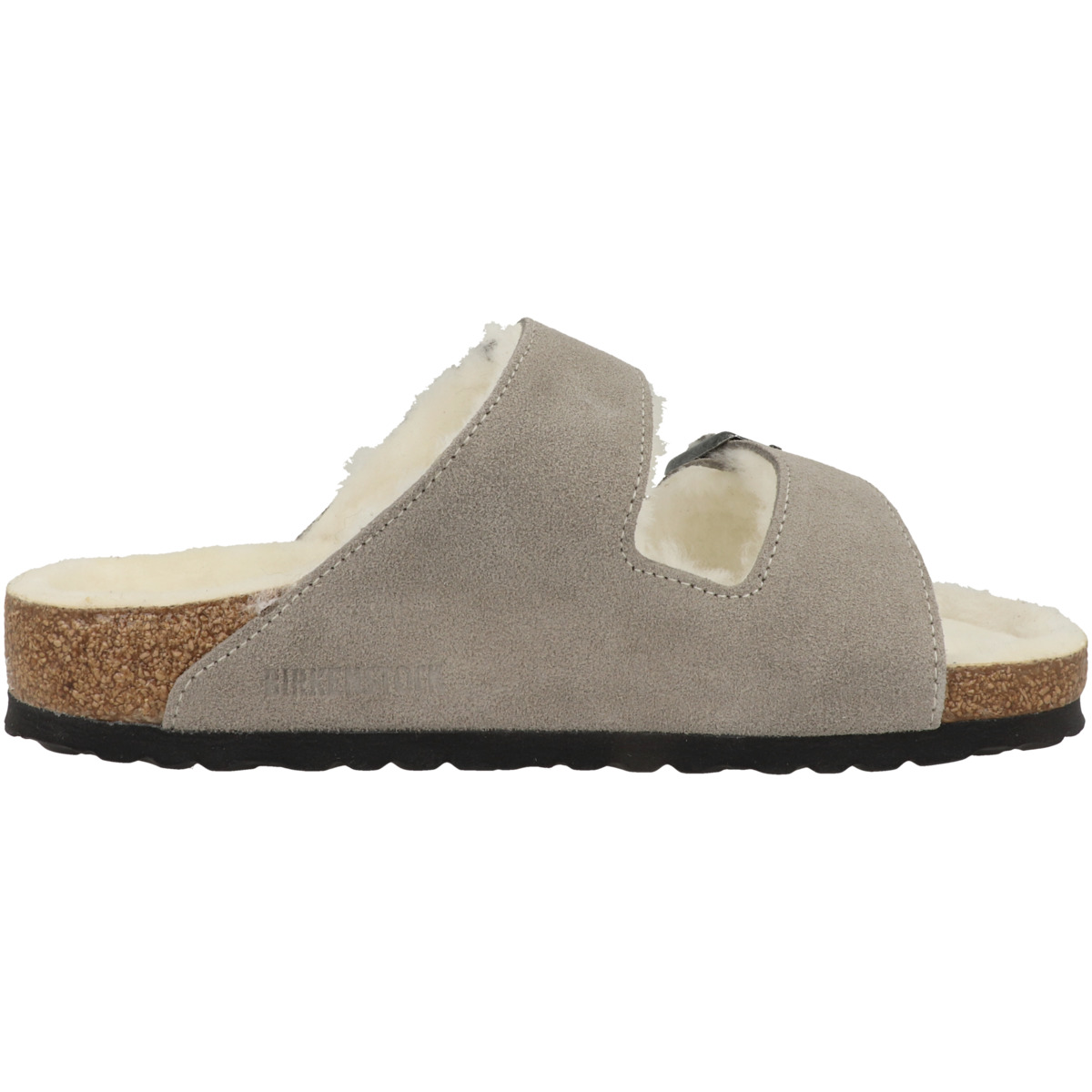 Birkenstock Arizona Veloursleder Lammfell Sandale normal grau