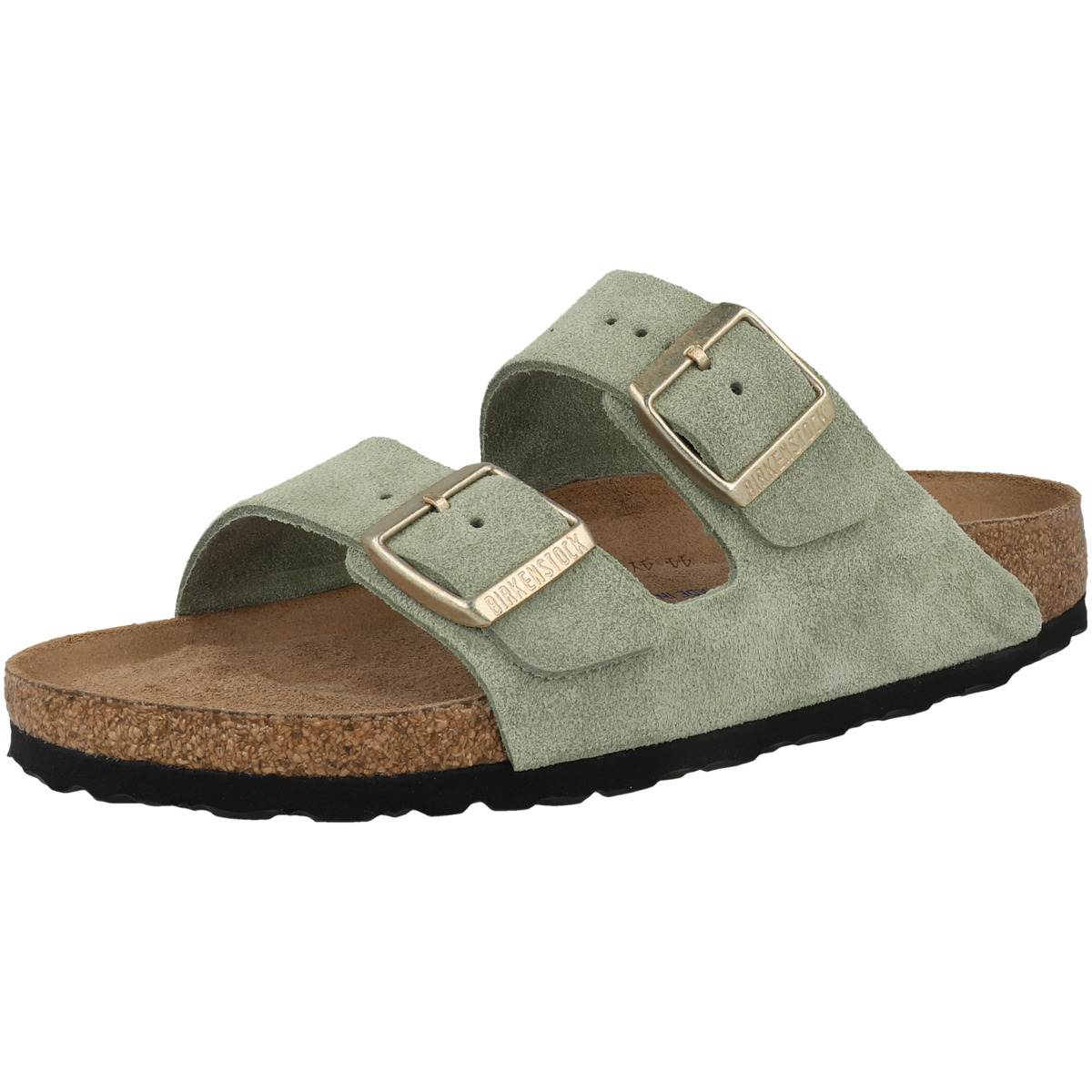 Birkenstock Arizona SFB Veloursleder Sandale Weichbettung schmal gruen