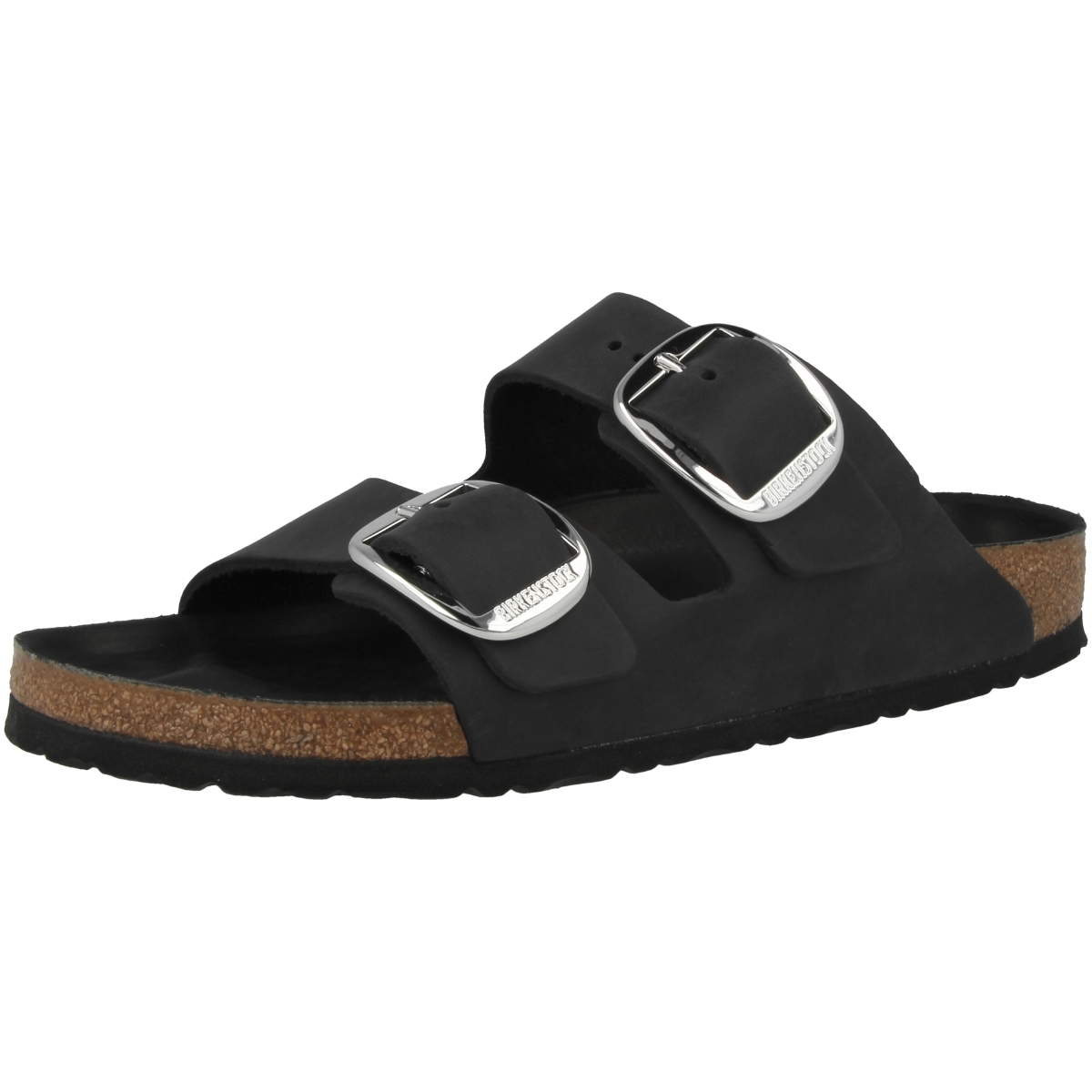 Birkenstock Arizona Big Buckle Geöltes Nubukleder Sandale schmal schwarz Birkenstock Arizona Big Buckle Geöltes Nubukleder Sandale schmal schwarz