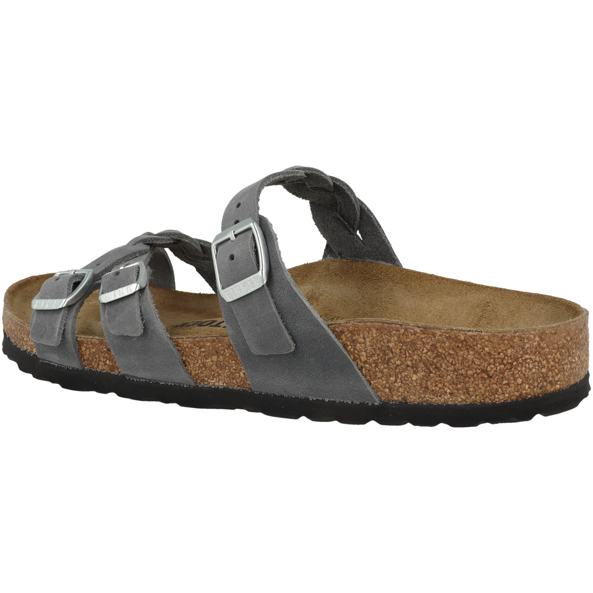 Birkenstock Franca Braided geöltes Naturleder Sandale schmal grau Birkenstock Franca Braided geöltes Naturleder Sandale schmal grau