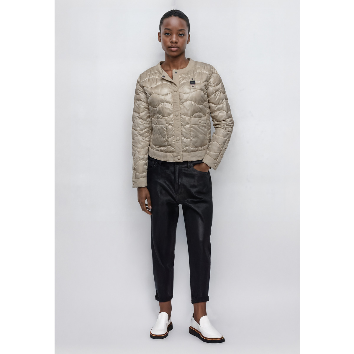 Blauer Hadley Steppjacke beige