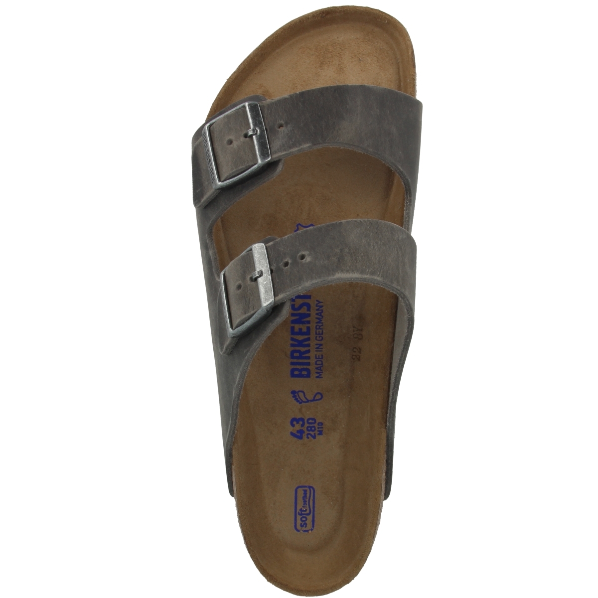 Birkenstock Arizona SFB Geöltes Nubukleder Sandale Weichbettung normal grau