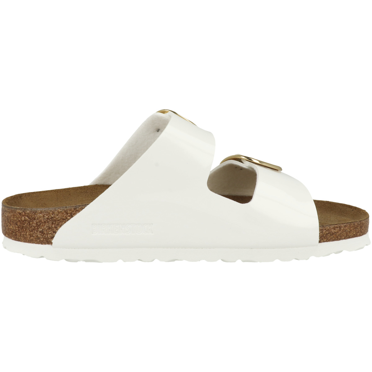 Birkenstock Arizona Big Buckle Birko-Flor Patent Sandale schmal weiss