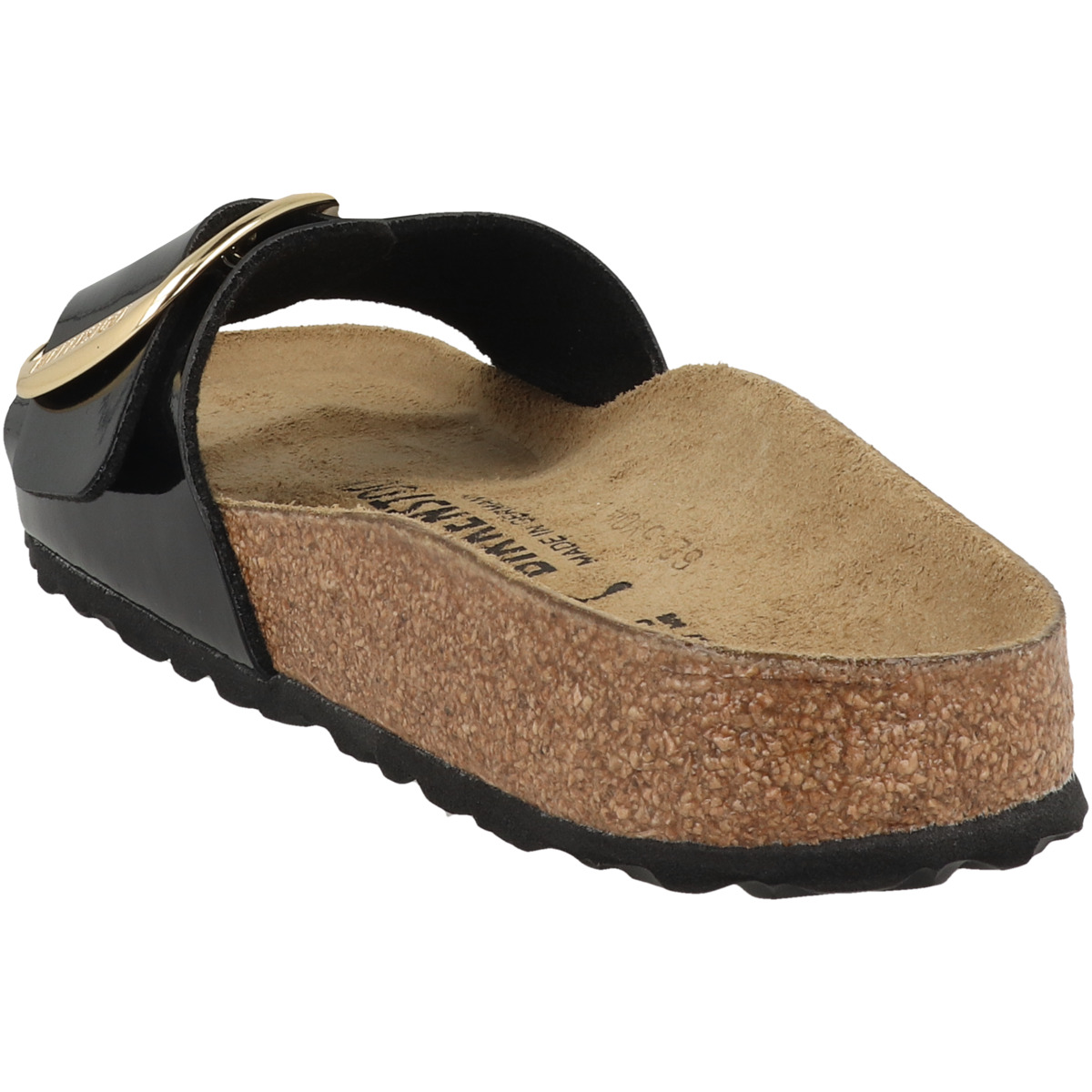 Birkenstock Madrid Big Buckle Birko-Flor Patent Pantolette schmal schwarz