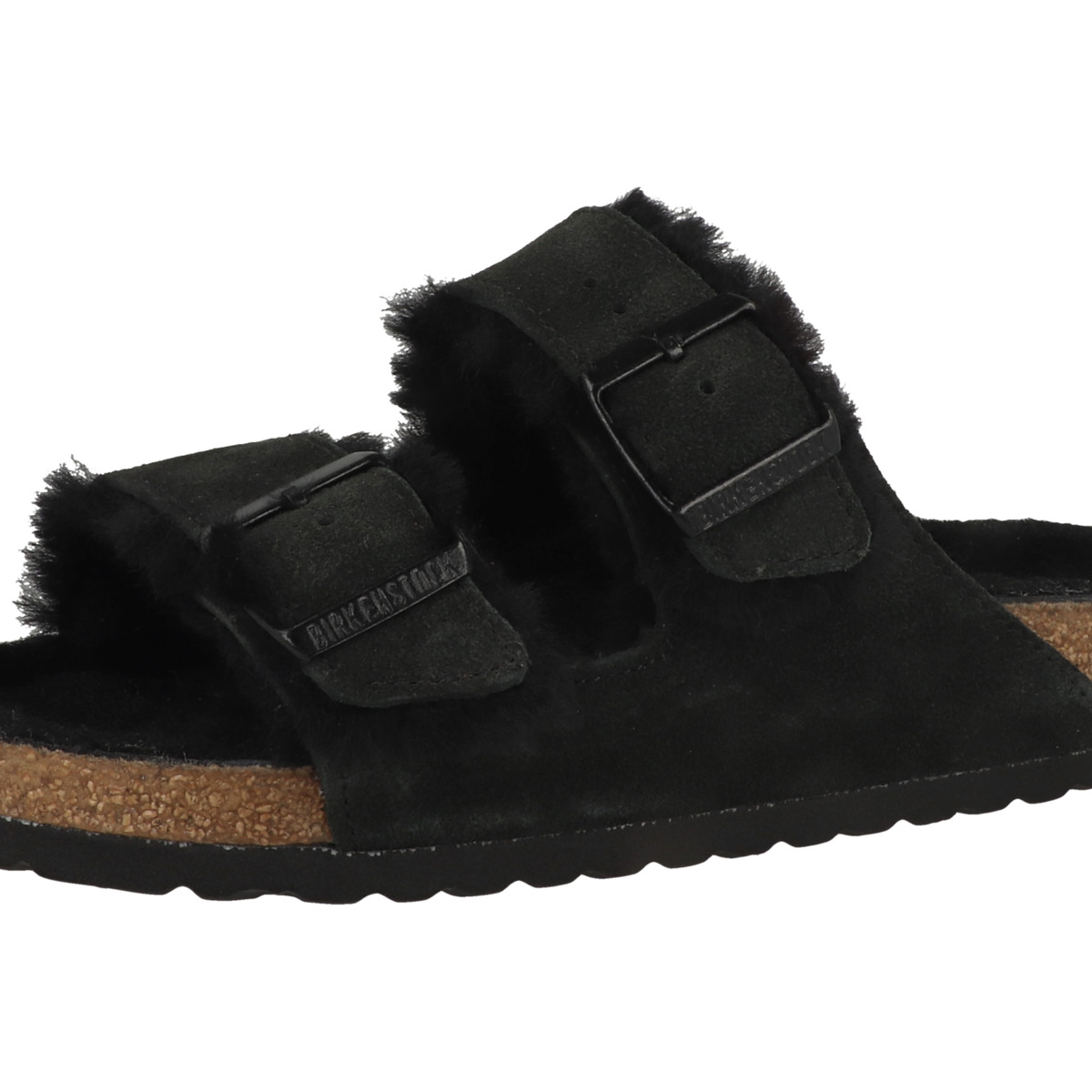 Birkenstock Arizona Veloursleder Lammfell Sandale normal schwarz