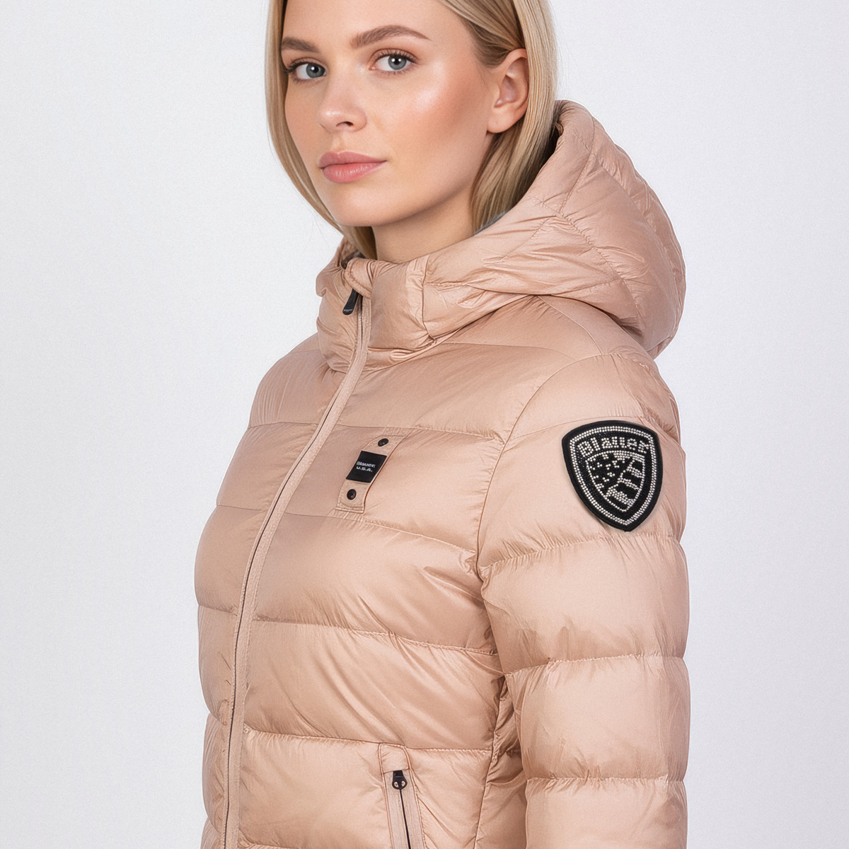 Blauer Charme Daunenjacke rosa