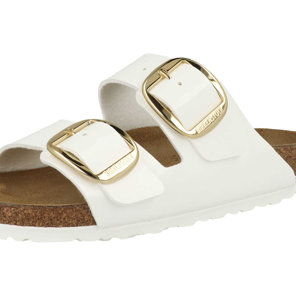 Birkenstock Arizona Big Buckle Birko-Flor Patent Sandale schmal weiss