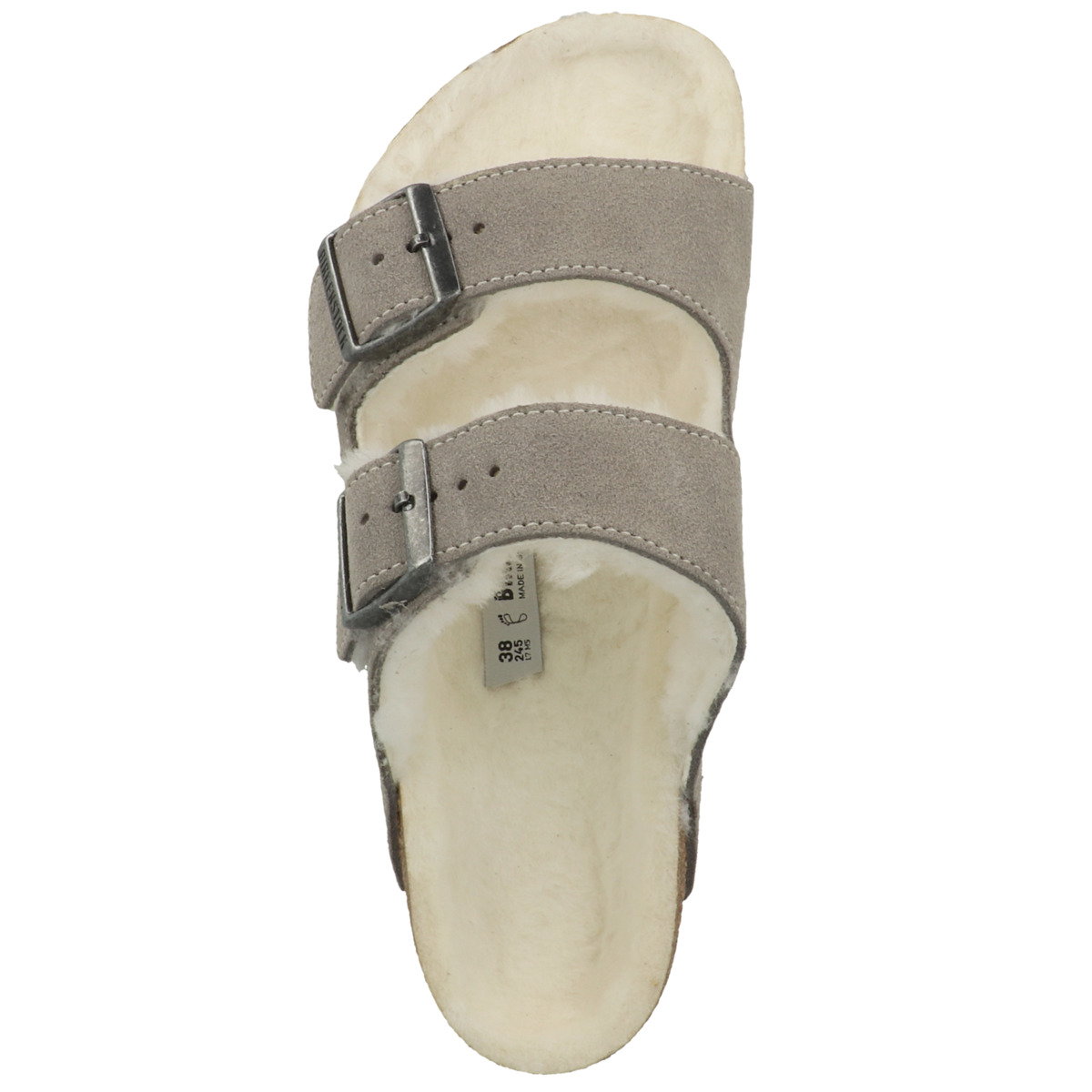 Birkenstock Arizona Veloursleder Lammfell Sandale normal grau