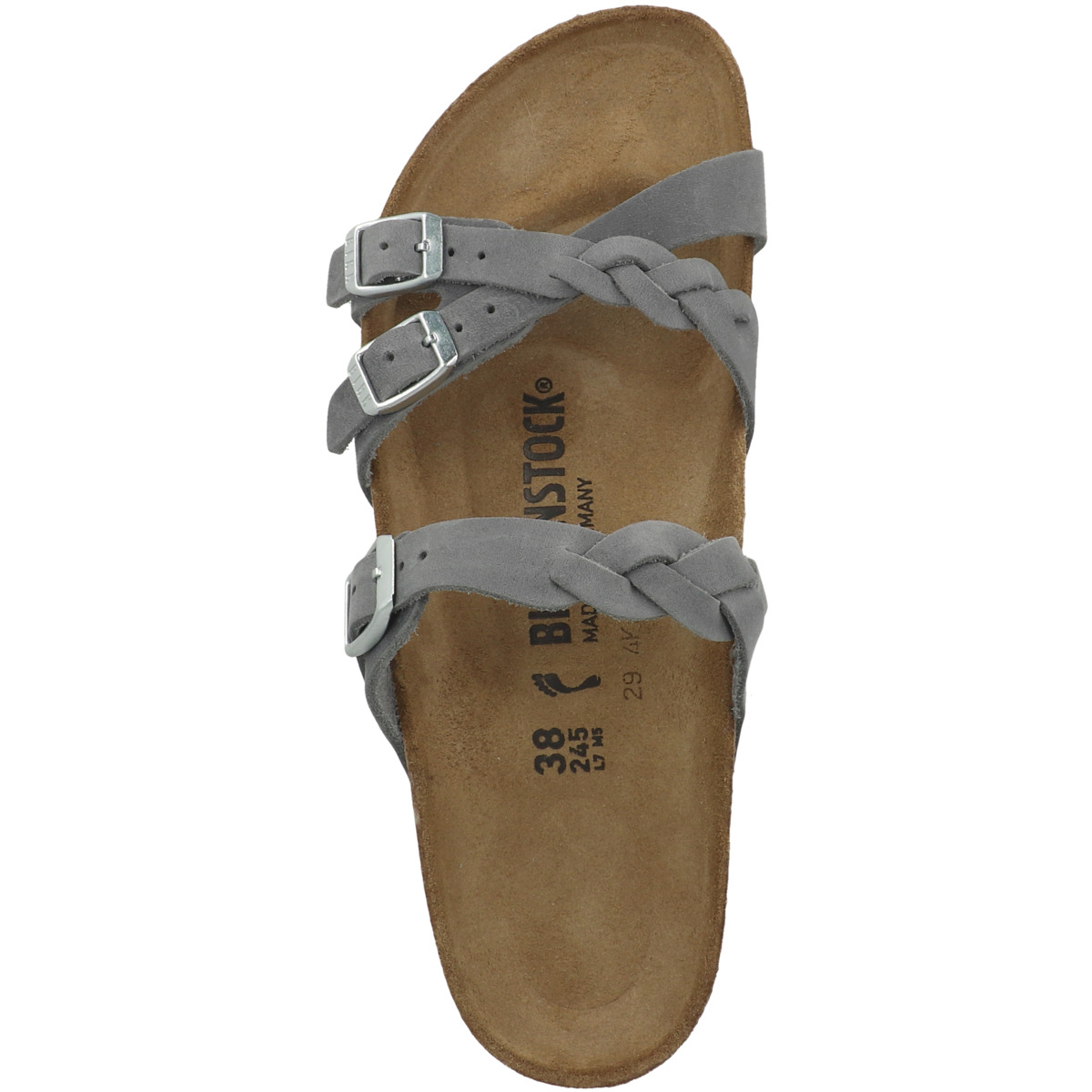 Birkenstock Franca Braided geöltes Naturleder Sandale schmal grau Birkenstock Franca Braided geöltes Naturleder Sandale schmal grau