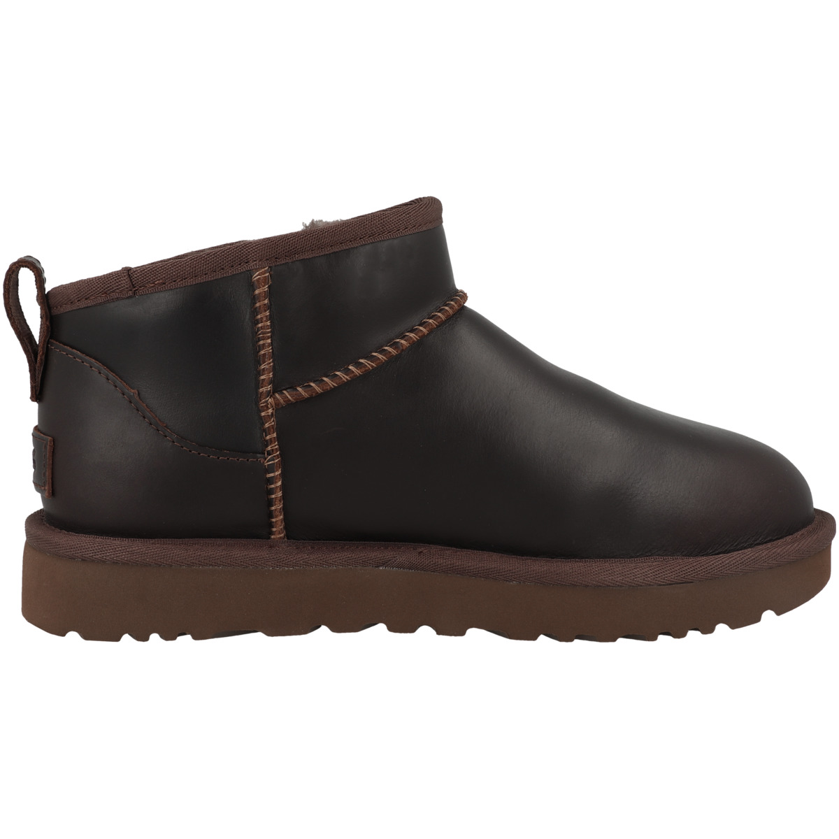 UGG Classic Ultra Mini Lthr Regen Boots Women dunkelbraun