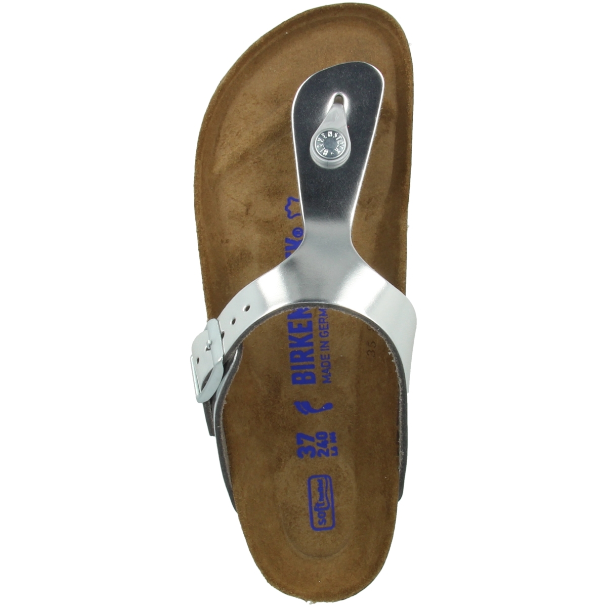 Birkenstock Gizeh SFB Glattleder Sandale Weichbettung normal silber Birkenstock Gizeh SFB Glattleder Sandale Weichbettung normal silber