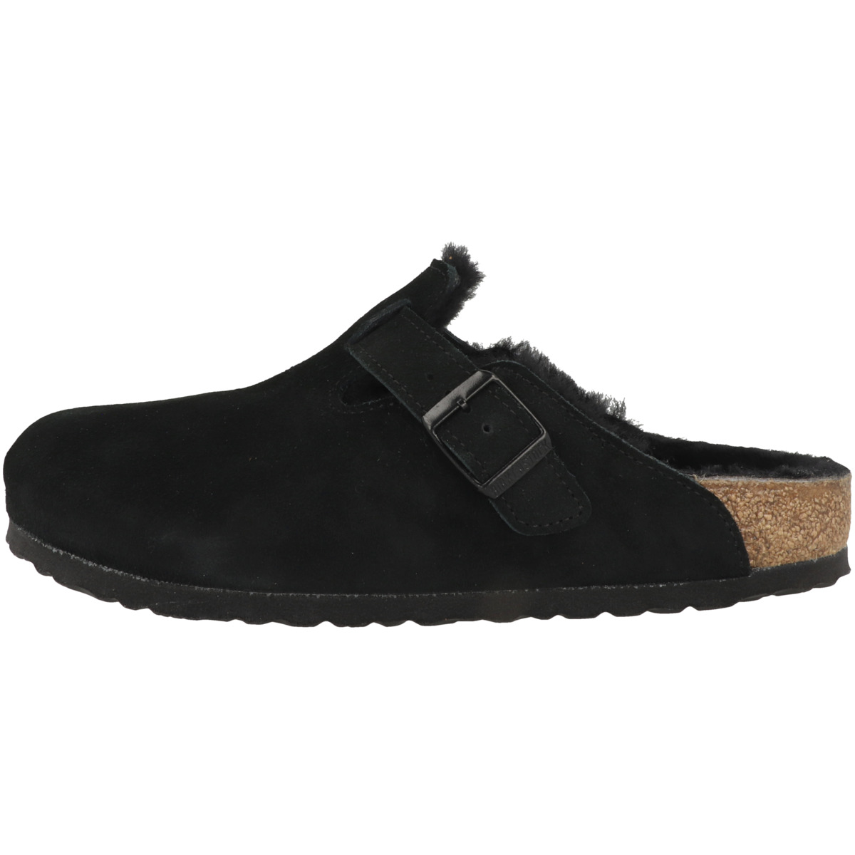 Birkenstock Boston Lammfell Veloursleder Clogs normal schwarz