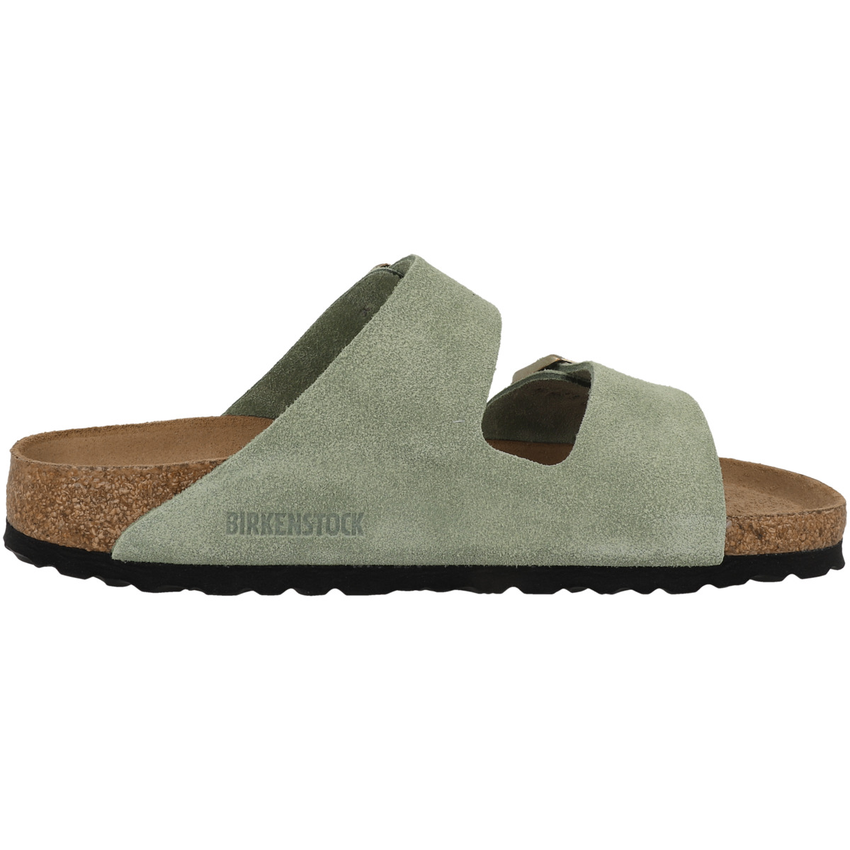 Birkenstock Arizona SFB Veloursleder Sandale Weichbettung schmal gruen